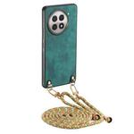For OnePlus 13R 5G Vintage Leather PC Back Cover Phone Case with Crossbody Strap(Green)