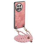 For OnePlus 13R 5G Vintage Leather PC Back Cover Phone Case with Crossbody Strap(Pink)