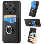 For OPPO Find X8 Ultra Carbon Fiber Card Wallet Ring Phone Case(Black)