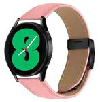 20mm Lychee Texture Black Turtle Back Buckle Leather Watch Band(Pink)