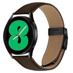 20mm Lychee Texture Black Turtle Back Buckle Leather Watch Band(Coffee Color)
