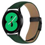 20mm Lychee Texture Black Turtle Back Buckle Leather Watch Band(Green)