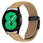 20mm Lychee Texture Black Turtle Back Buckle Leather Watch Band(Camel)