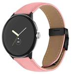 For Google Pixel Watch / Watch 2 / 3 41mm Lychee Texture Black Turtle Back Buckle Leather Watch Band(Pink)