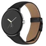 For Google Pixel Watch / Watch 2 / 3 41mm Lychee Texture Black Turtle Back Buckle Leather Watch Band(Black)