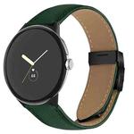 For Google Pixel Watch / Watch 2 / 3 41mm Lychee Texture Black Turtle Back Buckle Leather Watch Band(Green)