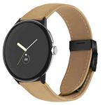 For Google Pixel Watch / Watch 2 / 3 41mm Lychee Texture Black Turtle Back Buckle Leather Watch Band(Camel)