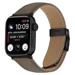 For Apple Watch 42mm / 41mm / 40mm / 38mm Lychee Texture Black Turtle Back Buckle Leather Watch Band(Gray)