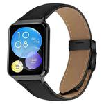 For Xiaomi Smart Bnad 9 Pro / Redmi Watch 5 Lychee Texture Black Turtle Back Buckle Leather Watch Band(Black)