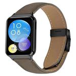 For Xiaomi Smart Bnad 9 Pro / Redmi Watch 5 Lychee Texture Black Turtle Back Buckle Leather Watch Band(Gray)