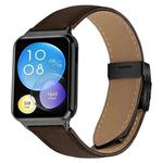 For Xiaomi Smart Bnad 9 Pro / Redmi Watch 5 Lychee Texture Black Turtle Back Buckle Leather Watch Band(Coffee Color)