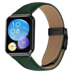For Xiaomi Smart Bnad 9 Pro / Redmi Watch 5 Lychee Texture Black Turtle Back Buckle Leather Watch Band(Green)