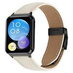 For Xiaomi Smart Bnad 9 Pro / Redmi Watch 5 Lychee Texture Black Turtle Back Buckle Leather Watch Band(Creamy White)