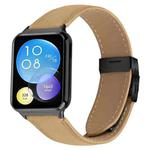 For Xiaomi Smart Bnad 9 Pro / Redmi Watch 5 Lychee Texture Black Turtle Back Buckle Leather Watch Band(Camel)