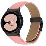 For Samsung Galaxy Watch 7 40 / 44mm Lychee Texture Black Turtle Back Buckle Leather Watch Band(Pink)