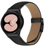 For Samsung Galaxy Watch 7 40 / 44mm Lychee Texture Black Turtle Back Buckle Leather Watch Band(Black)
