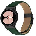 For Samsung Galaxy Watch 7 40 / 44mm Lychee Texture Black Turtle Back Buckle Leather Watch Band(Green)