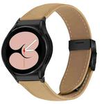 For Samsung Galaxy Watch 7 40 / 44mm Lychee Texture Black Turtle Back Buckle Leather Watch Band(Camel)