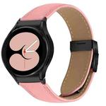 For Samsung Galaxy Watch 7 40 / 44mm Quick Release Lychee Texture Black Turtle Back Buckle Leather Watch Band(Pink)