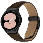 For Samsung Galaxy Watch 7 40 / 44mm Quick Release Lychee Texture Black Turtle Back Buckle Leather Watch Band(Coffee Color)