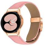 For Samsung Galaxy Watch 7 40 / 44mm Lychee Texture Rose Gold Turtle Back Buckle Leather Watch Band(Pink)