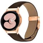 For Samsung Galaxy Watch 7 40 / 44mm Lychee Texture Rose Gold Turtle Back Buckle Leather Watch Band(Coffee Color)