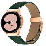 For Samsung Galaxy Watch 7 40 / 44mm Lychee Texture Rose Gold Turtle Back Buckle Leather Watch Band(Green)