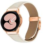 For Samsung Galaxy Watch 7 40 / 44mm Lychee Texture Rose Gold Turtle Back Buckle Leather Watch Band(Creamy White)