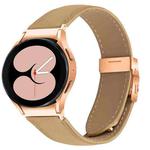 For Samsung Galaxy Watch 7 40 / 44mm Lychee Texture Rose Gold Turtle Back Buckle Leather Watch Band(Camel)