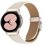 For Samsung Galaxy Watch 7 40 / 44mm Lychee Texture Starlight Turtle Back Buckle Leather Watch Band(Creamy White)