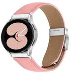 For Samsung Galaxy Watch 7 40 / 44mm Lychee Texture Silver Turtle Back Buckle Leather Watch Band(Pink)