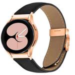 For Samsung Galaxy Watch 7 40 / 44mm Quick Release Lychee Texture Rose Gold Turtle Back Buckle Leather Watch Band(Black)