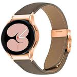 For Samsung Galaxy Watch 7 40 / 44mm Quick Release Lychee Texture Rose Gold Turtle Back Buckle Leather Watch Band(Gray)