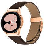 For Samsung Galaxy Watch 7 40 / 44mm Quick Release Lychee Texture Rose Gold Turtle Back Buckle Leather Watch Band(Coffee Color)