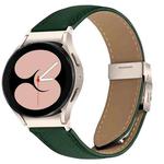 For Samsung Galaxy Watch 7 40 / 44mm Quick Release Lychee Texture Starlight Turtle Back Buckle Leather Watch Band(Green)