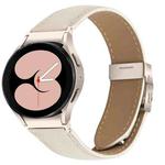 For Samsung Galaxy Watch 7 40 / 44mm Quick Release Lychee Texture Starlight Turtle Back Buckle Leather Watch Band(Creamy White)