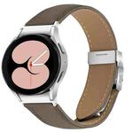 For Samsung Galaxy Watch 7 40 / 44mm Quick Release Lychee Texture Silver Turtle Back Buckle Leather Watch Band(Gray)