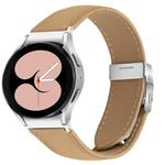 For Samsung Galaxy Watch 7 40 / 44mm Quick Release Lychee Texture Silver Turtle Back Buckle Leather Watch Band(Camel)
