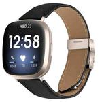 For Fitbit Versa 3 / 4 Lychee Texture Starlight Turtle Back Buckle Leather Watch Band(Black)