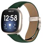 For Fitbit Versa 3 / 4 Lychee Texture Starlight Turtle Back Buckle Leather Watch Band(Green)