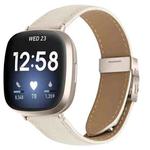 For Fitbit Versa 3 / 4 Lychee Texture Starlight Turtle Back Buckle Leather Watch Band(Creamy White)