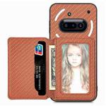For Nothing Phone 3a Carbon Fiber Magnetic Card Bag Phone Case(Brown)