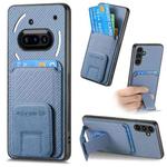 For Nothing Phone 3a Carbon Fiber Card Bag Fold Stand Phone Case(Blue)