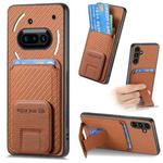 For Nothing Phone 3a Carbon Fiber Card Bag Fold Stand Phone Case(Brown)
