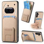 For Nothing Phone 3a Carbon Fiber Card Bag Fold Stand Phone Case(Khaki)
