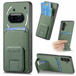 For Nothing Phone 3a Carbon Fiber Card Bag Fold Stand Phone Case(Green)