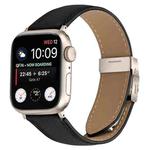 For Apple Watch 42mm / 41mm / 40mm / 38mm Lychee Texture Starlight Turtle Back Buckle Leather Watch Band(Black)