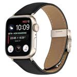 For Apple Watch 46mm / 49mm / 45mm / 44mm Lychee Texture Starlight Turtle Back Buckle Leather Watch Band(Black)
