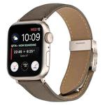 For Apple Watch 46mm / 49mm / 45mm / 44mm Lychee Texture Starlight Turtle Back Buckle Leather Watch Band(Gray)
