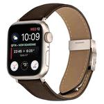 For Apple Watch 46mm / 49mm / 45mm / 44mm Lychee Texture Starlight Turtle Back Buckle Leather Watch Band(Coffee Color)